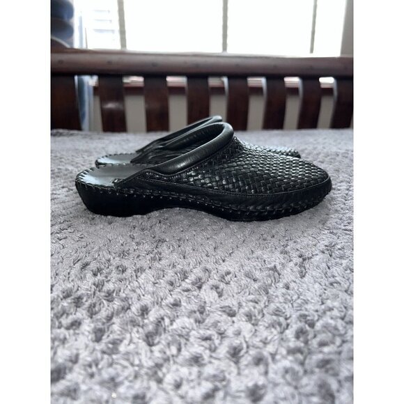 LARRY STUART COLLECTION Black Leather Weaved Mules Shoes Sz 9M Brazil - Picture 5 of 15
